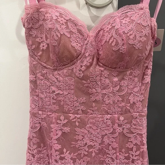 NWT V. Chapman Maxi Dress Ruby Gown Pink Lace Bustier Corset Wedding Guest sz 2 - Picture 8 of 10